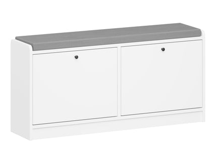 Shoe Storage Bench With Cushion, Entryway Organizer Cabinet For Hallway - White