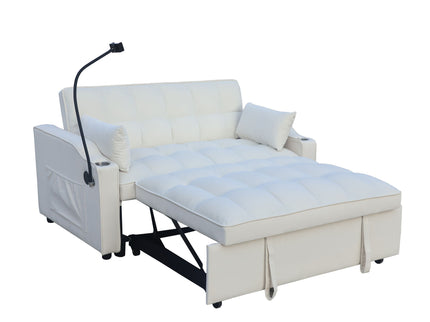 Modern Loveseat With Pullout Bed, Adjustable Reclining Backrest