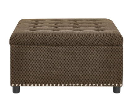 Square Tufted Storage Ottoman With Nailhead Trim