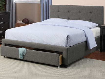 Bed With Tufted Headboard And Storage Drawer