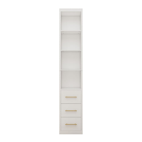 Rectangular Side Storage Cabinet With 3 Drawers For Bedroom - White