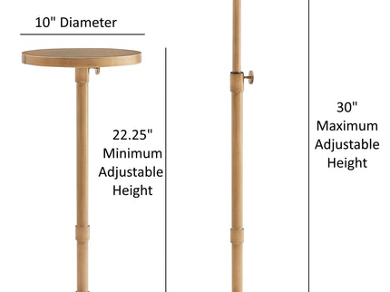 Morven - Adjustable Height Accent Table With Round Top - Antique Brass