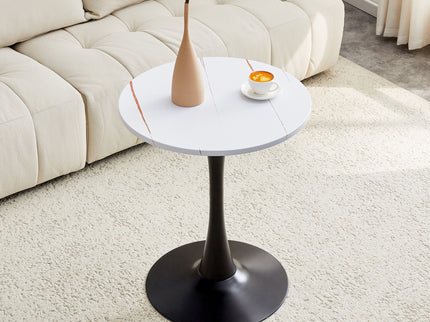 Round Dining Table With Thickened Engineered Wood Top And Metal Pedestal, 23.6" Diameter For Kitchen, Living Room, Small Spaces