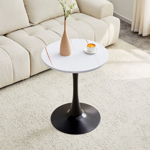 Round Dining Table With Thickened Engineered Wood Top And Metal Pedestal, 23.6" Diameter For Kitchen, Living Room, Small Spaces