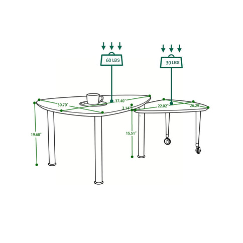 360 Degree Rotatable Coffee Table With Solid Legs