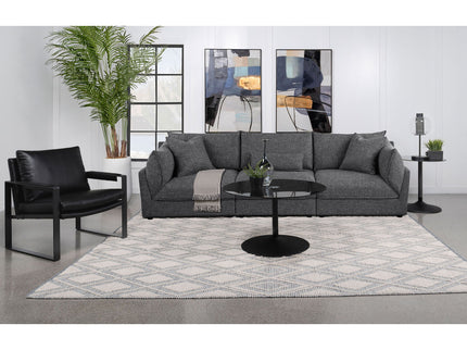 Tomasina - Modular Sofa With Cushions And Padded Arms - Black