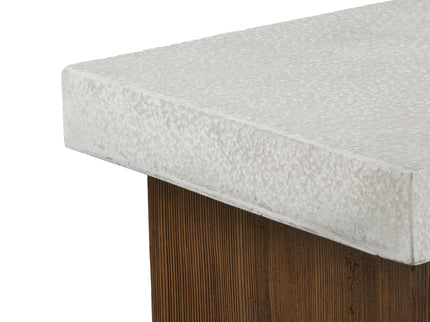 Mgo Square Side Table With Faux Stone Top And Wood Frame - Antique White / Natural Wood