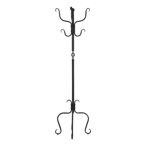 Coat Rack, Hall Tree, Free Standing, 8 Hooks, Entryway, Transitional - Black