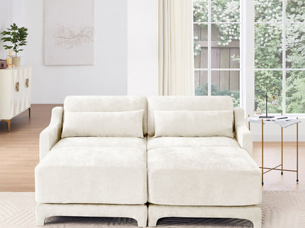 Stylish Sofa With Ottoman And Lumbar Pillows, Ergonomic Design