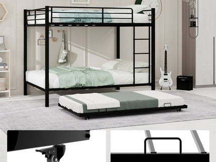 Bunk Bed For Kids, Convertible Frame With Ladders & Guardrail