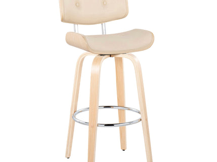 Lombardi - Mid Century Modern Fixed Height Barstool With Swivel With Round Footrest (Set of 2)