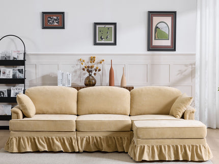 Cloud Sofa With Removable Ruffled Skirt With Ottoman And Flared Arms