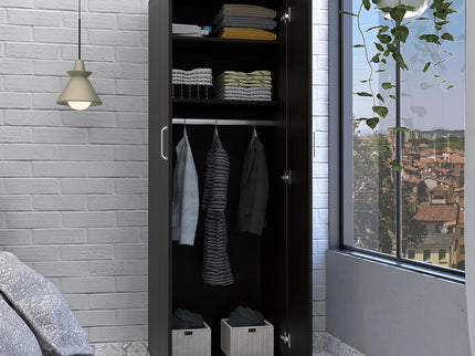 Armoire Organiser, Two Shelves, Rod, Double Door Cabinet Armoire