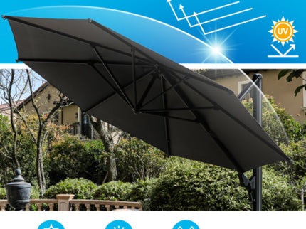 Round Cantilever Patio Umbrella With 360 Rotation & Infinite Tilt Adjustment