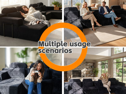 U-Shaped Sectional Sofa With Chaise Lounge And Cup Holders