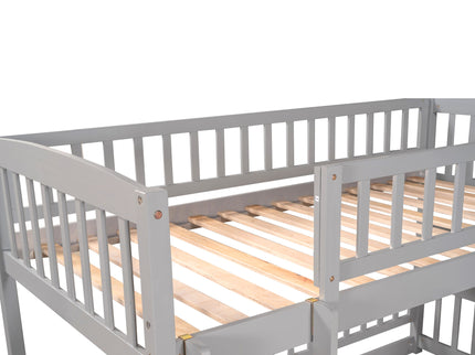 Low Bunk Bed With Slide, Fence And Ladder