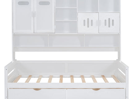 Daybed With All-In-One Cabinet And Shelf