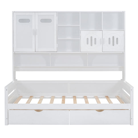 Daybed With All-In-One Cabinet And Shelf