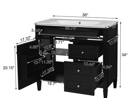 Bathroom Vanity & Top Sink, Modern Bathroom Storage Cabinet With 2 Drawers And A Tip-Out Drawer