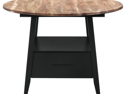 Arunda Yukon - Round Counter Height Dining Table With Pedestal Base And Built In Drawer - Oak