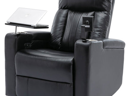 Premium Power Recliner & Storage Arms, Cupholders, Swivel Tray Table And Cell Phone Stand - Black