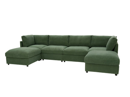 Reversible Modular Sectional With Custom Configuration And Premium Upholstery - Dark Green