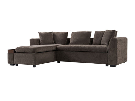 Modern L Shaped Sectional Sofa With Upholstery And Wooden Storage