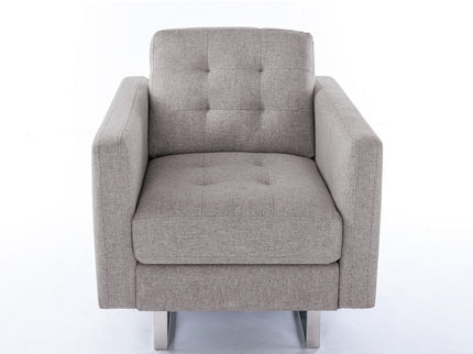 Victoria - Fabric Armchair With Metal Legs, Side Pockets, And Pillow