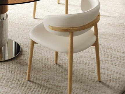 Round Dining Table With Tempered Glass Top - Brown