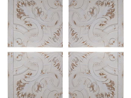 Distressed Wooden Square Wall Panels (Set of 4) - White