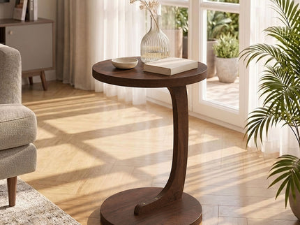 C - Shaped End Table With Sturdy Base