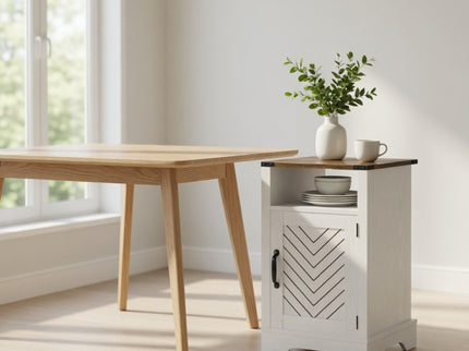 Farmhouse Nightstand With Charging Station & Storage