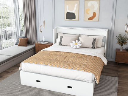 Full Murphy Bed With Storage Drawers, Charging Station, Foldable Panels, And Silent Swivel Wheels