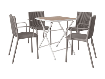 4 Modern Stackable Plastic Armchair Matched With Folding Square Table