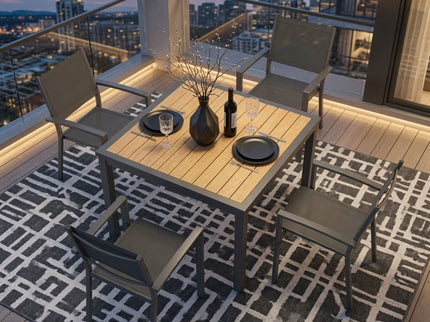 5 Piece Patio Dining Set, Table And Chairs For Outdoor Use - Gray