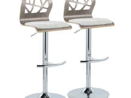 Folia - Contemporary Adjustable Barstool With Swivel With Rounded T Footrest (Set of 2)