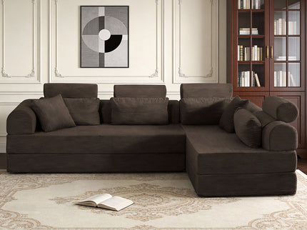 Modern L-Shape Modular Sectional Sofa, Compressed Design