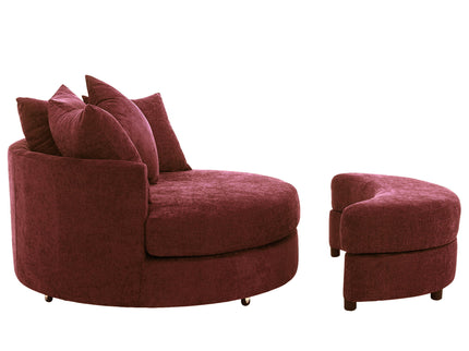 360° Swivel Accent Barrel Chair With Storage Ottoman & 4 Pillows, Modern Leisure Chair Round Accent For Living Room