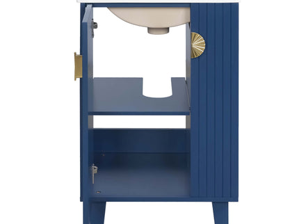 Bathroom Vanity With Sink, Soft-Close Door, Half-Moon Pulls