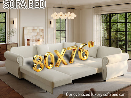L-Shaped Sofa Couch With Pull-Out Bed
