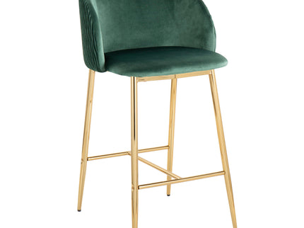 Fran - Pleated Waves Contemporary / Glam Fixed Height Counter Stool (Set of 2)
