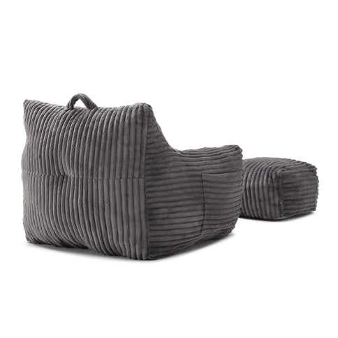 Giant Bean Bag Chair With Armrests And Footstool