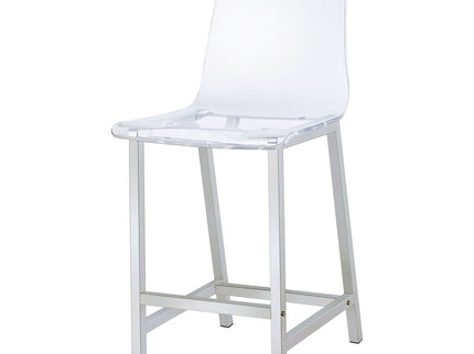 Counter Height Stools With Curved Back Design (Set of 2) - Clear