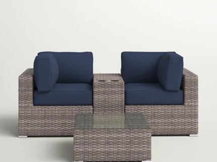 Wicker Seating Group Set With Table And Cushions
