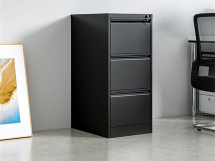 Durable Metal 3 Drawer File Cabinet With Lock For Office Storage