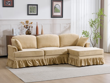 Cloud Sofa With Removable Ruffled Skirt With Ottoman And Flared Arms