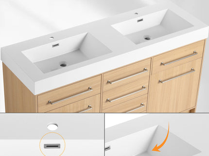 Freestanding Bathroom Vanity With Resin Sink, Soft-Closing Doors And Drawers