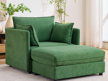 Oversized Deep Seat Accent Chair With Matching Storage Ottoman & Throw Pillows