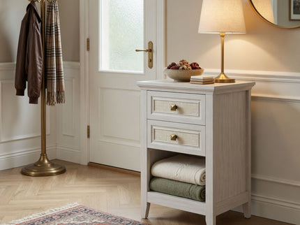Nightstand With 2 Drawers Bedside Table