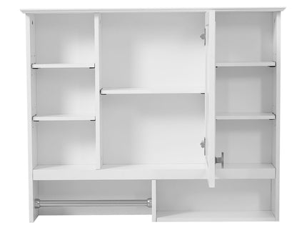Wall Mount 2 In 1 Mirror Cabinet With Adjustable Shelves, Open Storage, For Bathroom Vanity - White